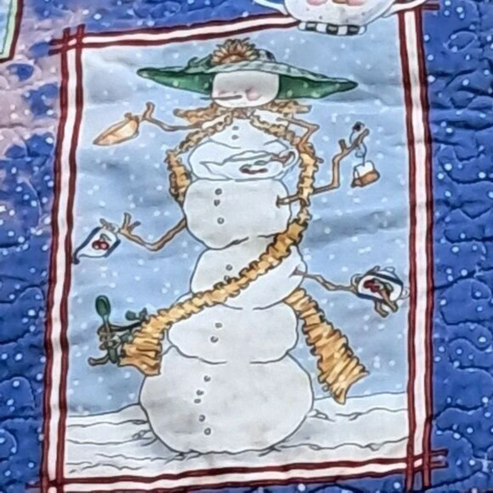 Handmade Winter Snowman Quilt Christmas Holiday‎ Patchwork #CS44